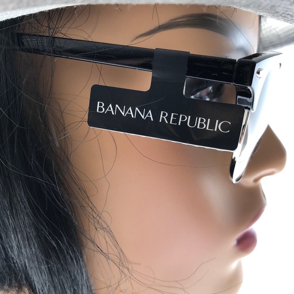 Banana Republic Black/Silver Round Cat Eye Thin Arm Black Tint - Picture 5 of 7